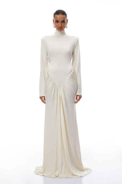 Harriet White Cut Out Ruched Maxi Dress