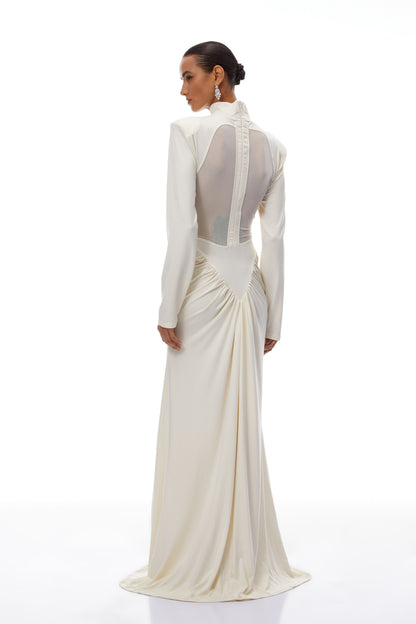 Harriet White Cut Out Ruched Maxi Dress