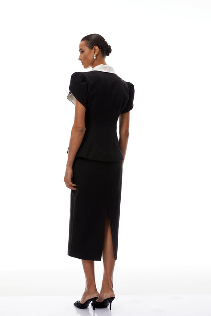 Acharya Color Block Blouse & Pencil Skirt Set