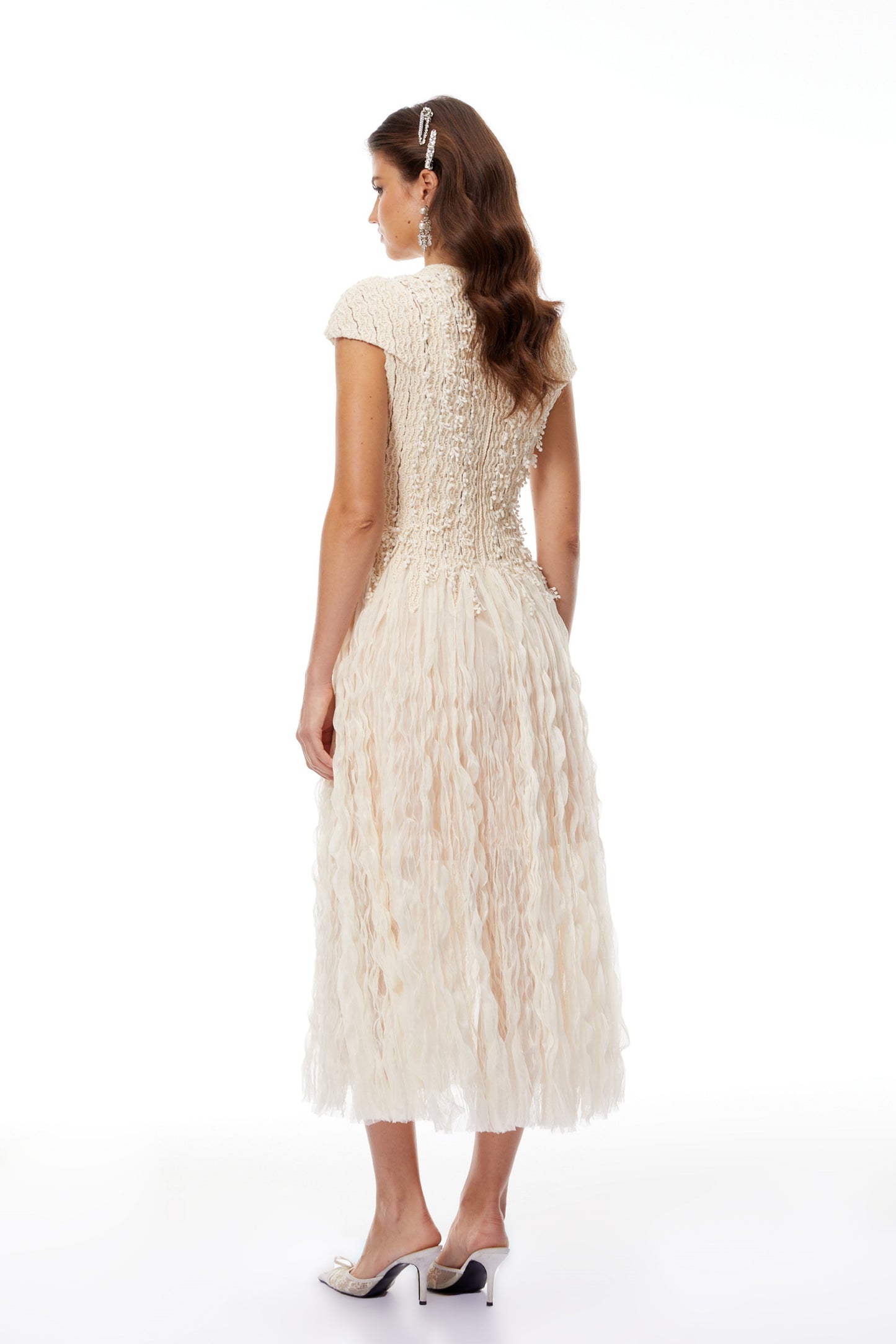 Rylee Neutral Textured Weave Midi Dress