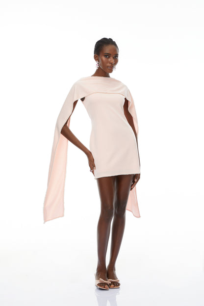 Piroska Pink Sleeveless Pearl Trim Mini Dress