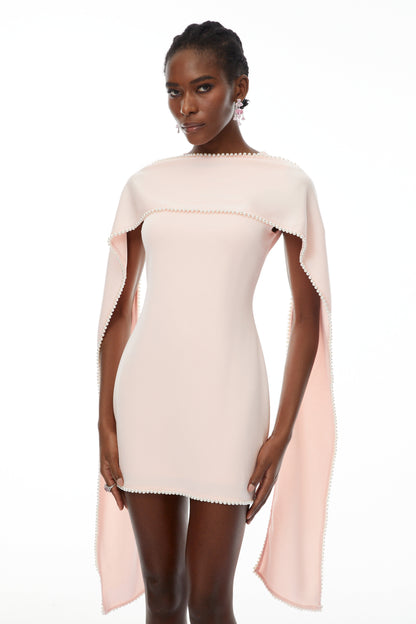 Piroska Pink Sleeveless Pearl Trim Mini Dress