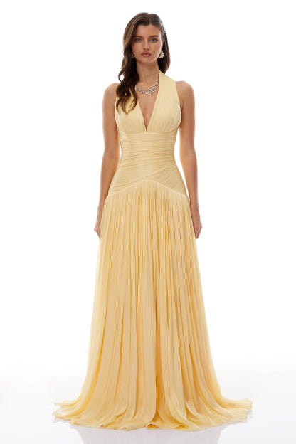 Uranie Yellow Gathered Maxi Dress