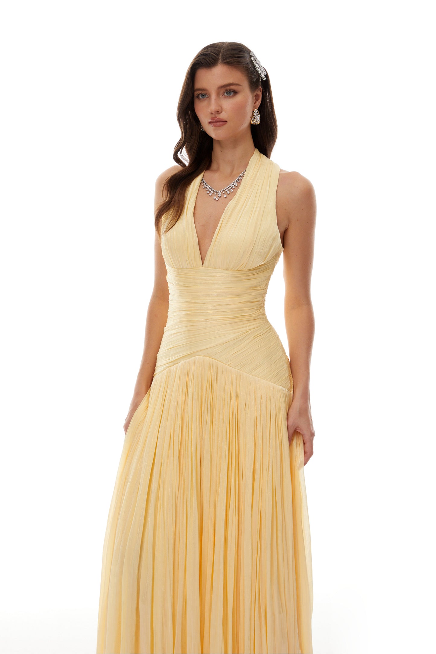 Uranie Yellow Gathered Maxi Dress