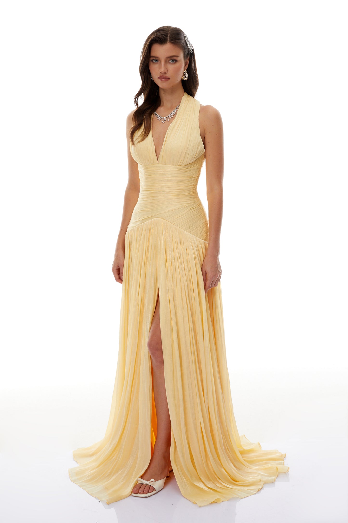 Uranie Yellow Gathered Maxi Dress