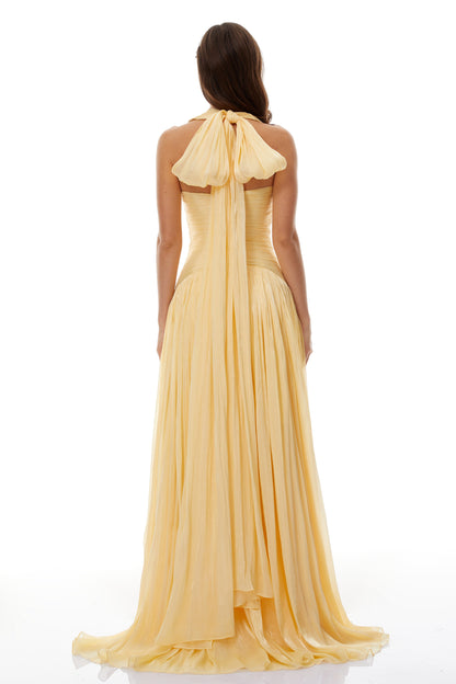 Uranie Yellow Gathered Maxi Dress