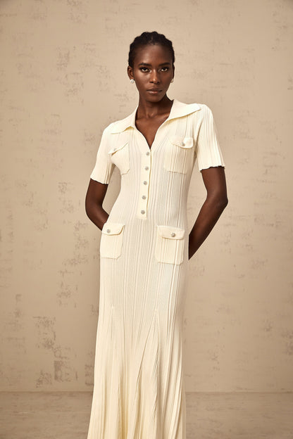 Nouria neutrals ribbed-knit midi dress