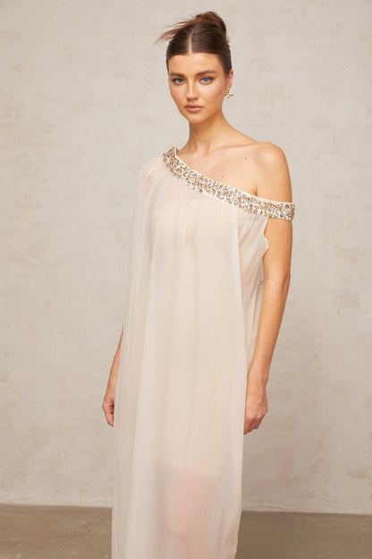 Austen Crystal-Embellished Semi-Sheer Midi Dress