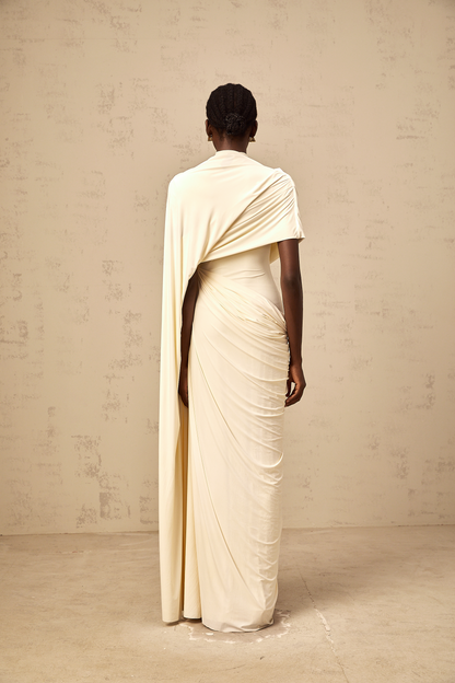 Fenella Asymmetrical Draped Cape & Dress Matching Set