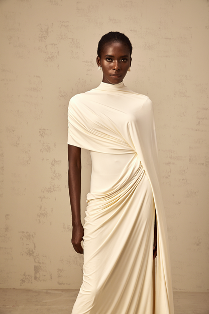Fenella Asymmetrical Draped Cape & Dress Matching Set