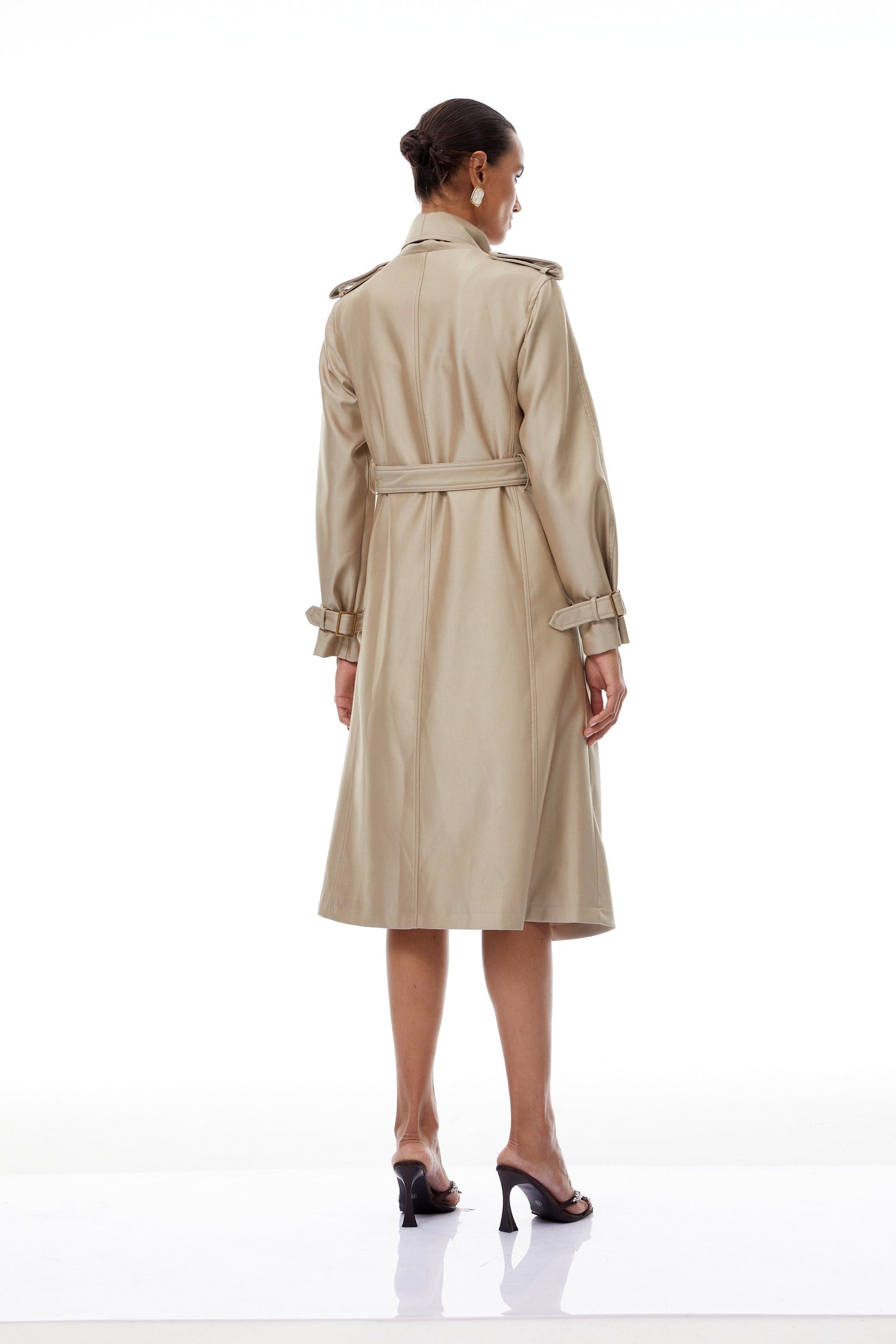 Szabina Khaki Asymmetrical Short Trench Coat