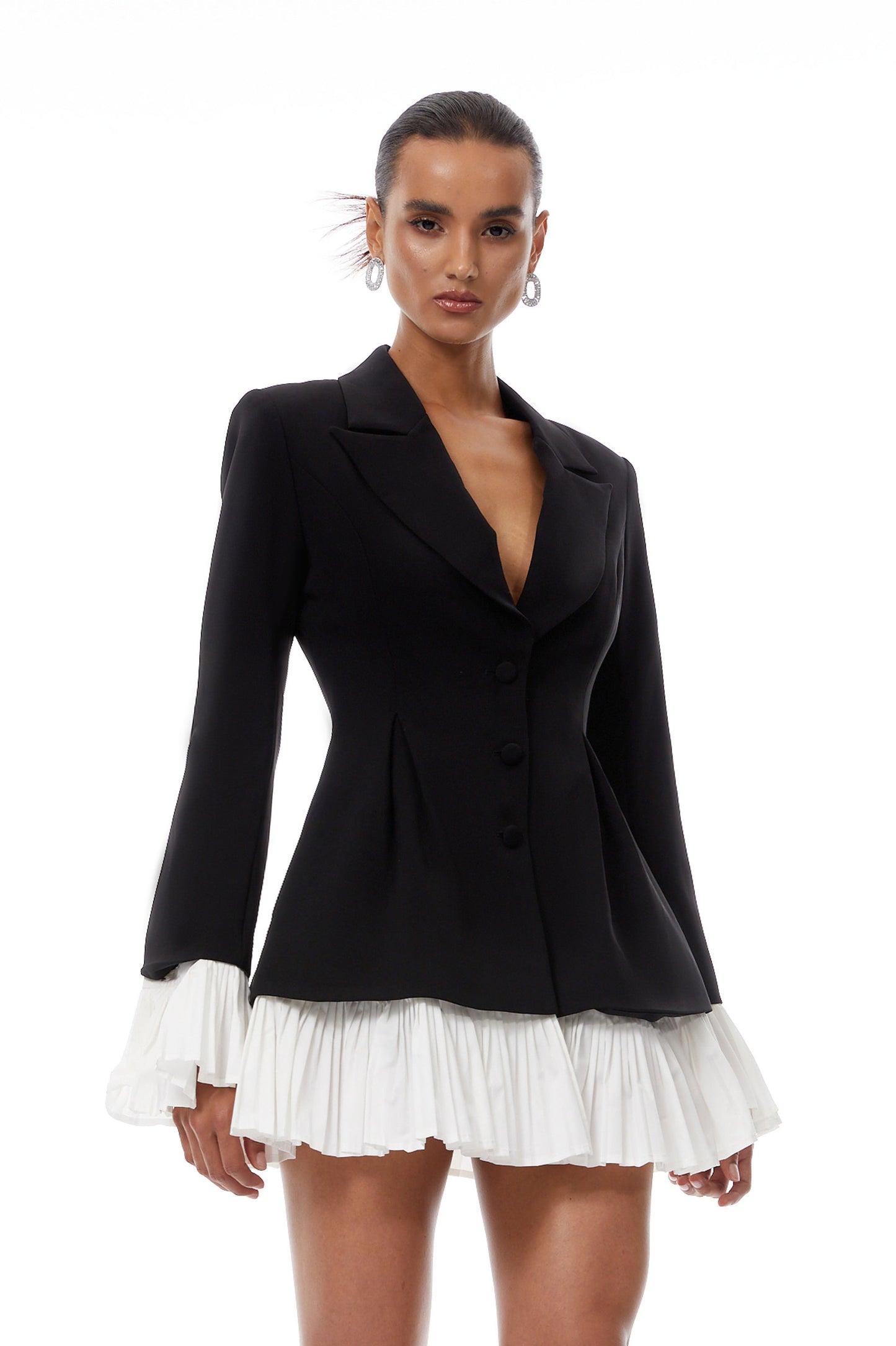 Rébecca Renk Bloklu Mini Blazer Elbise