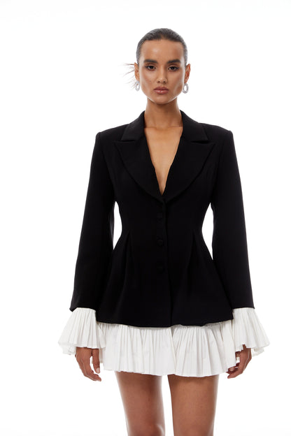 Rébecca Renk Bloklu Mini Blazer Elbise