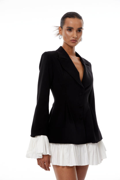 Rébecca Renk Bloklu Mini Blazer Elbise