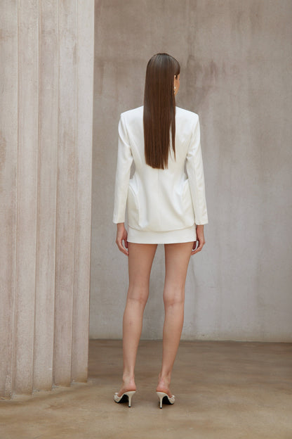 Adriana White Barrel Design Jacket & Skirt Set