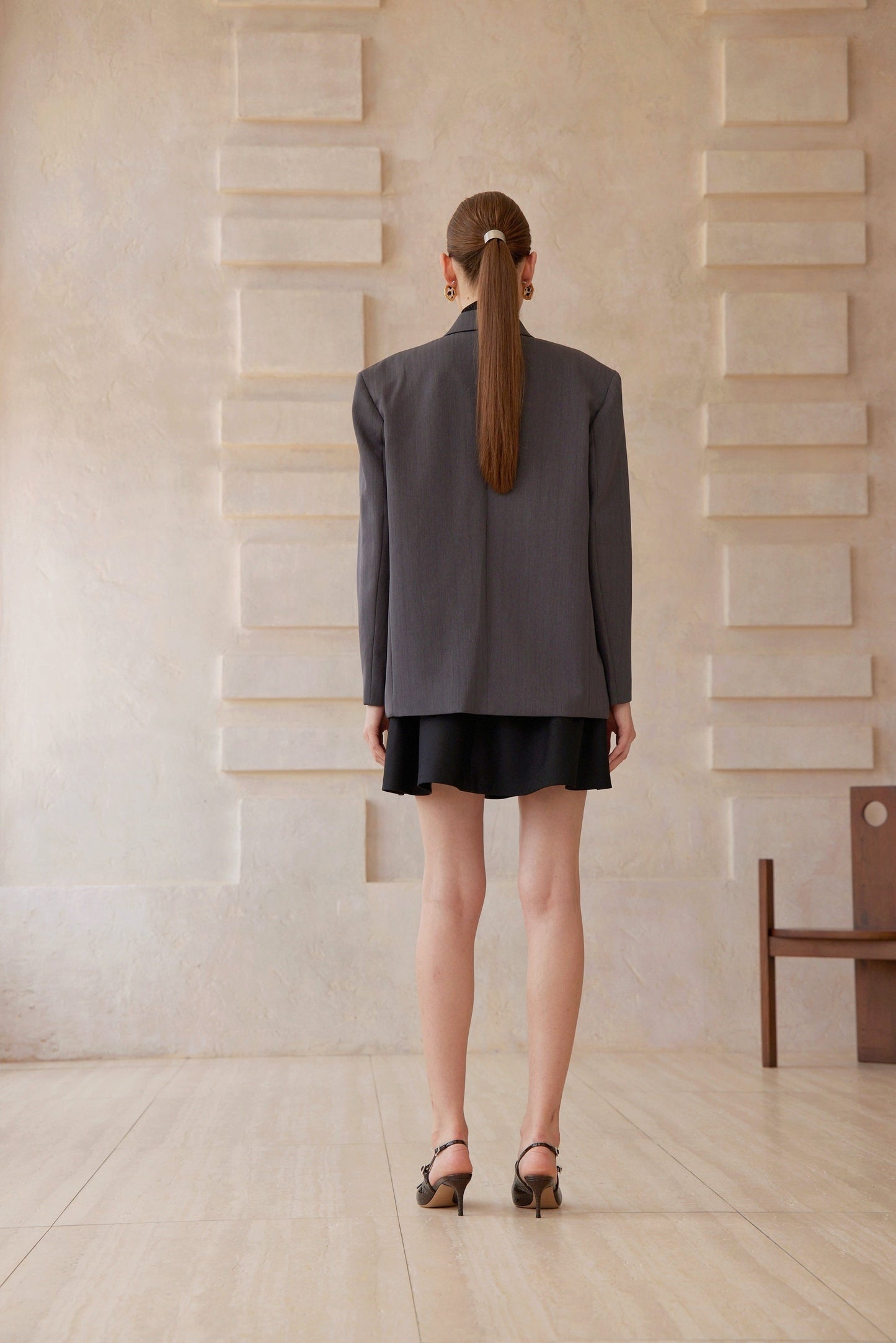 Eléonore Grey Double-Breasted Oversize Blazer