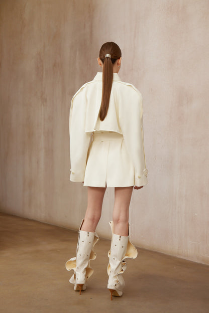 Ambre Cream White Belted Trench Coat