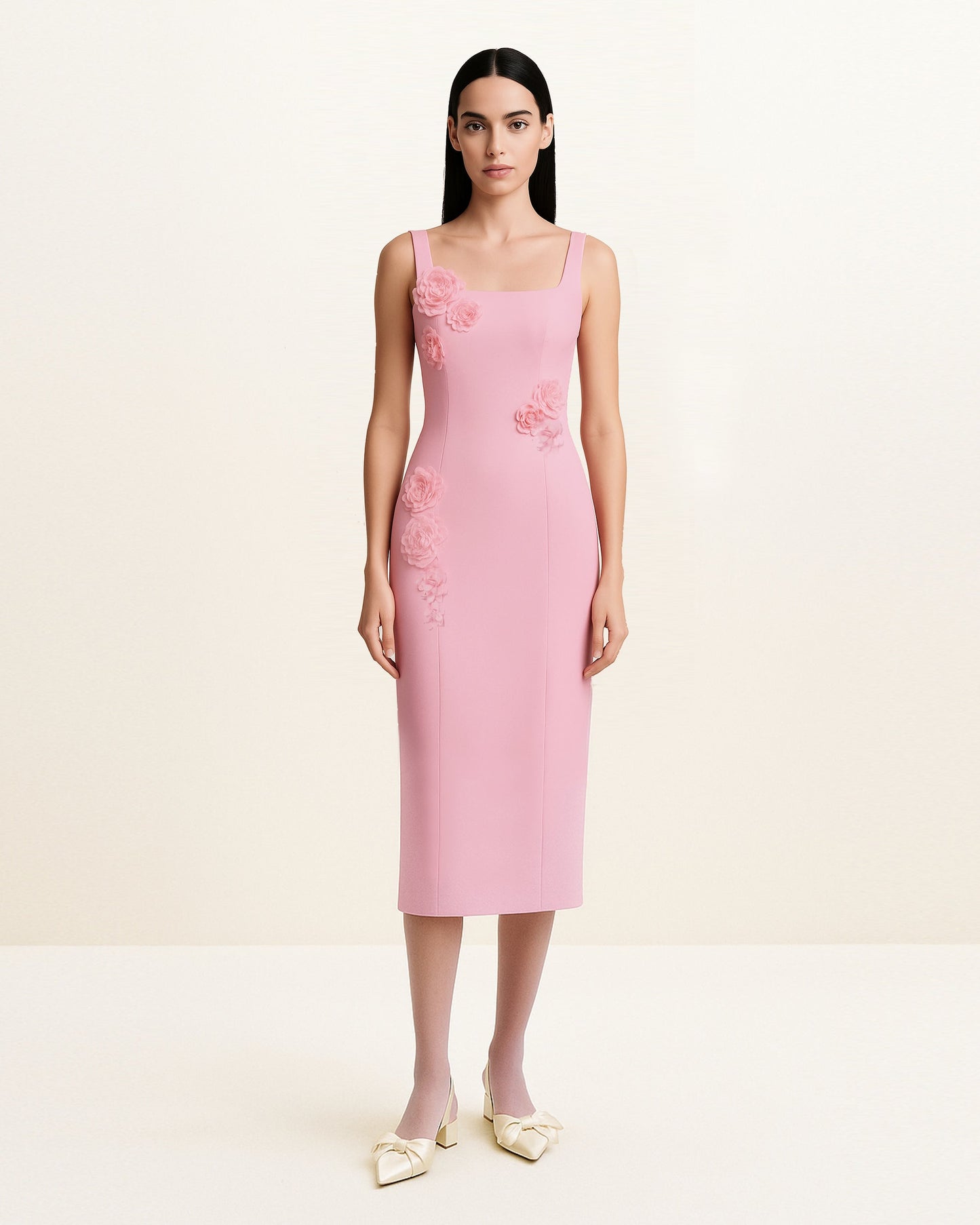 Garden Grace Kalem Elbise Kesim Elbise - Pembe