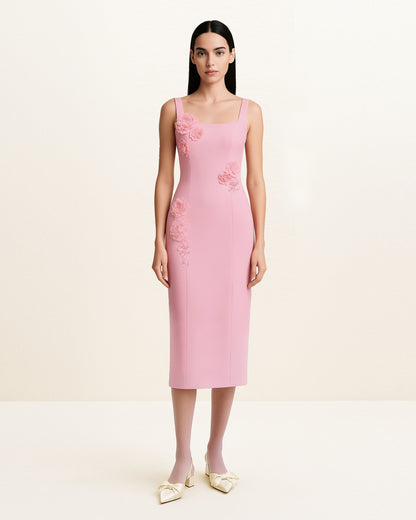 Garden Grace Kalem Elbise Kesim Elbise - Pembe