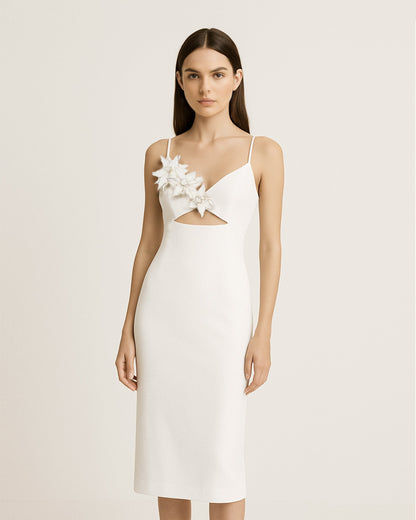 Bloom-Cut Contour Elbise - Beyaz