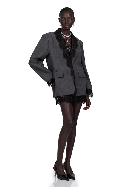 Dianthe grisi dantel panelli blazer