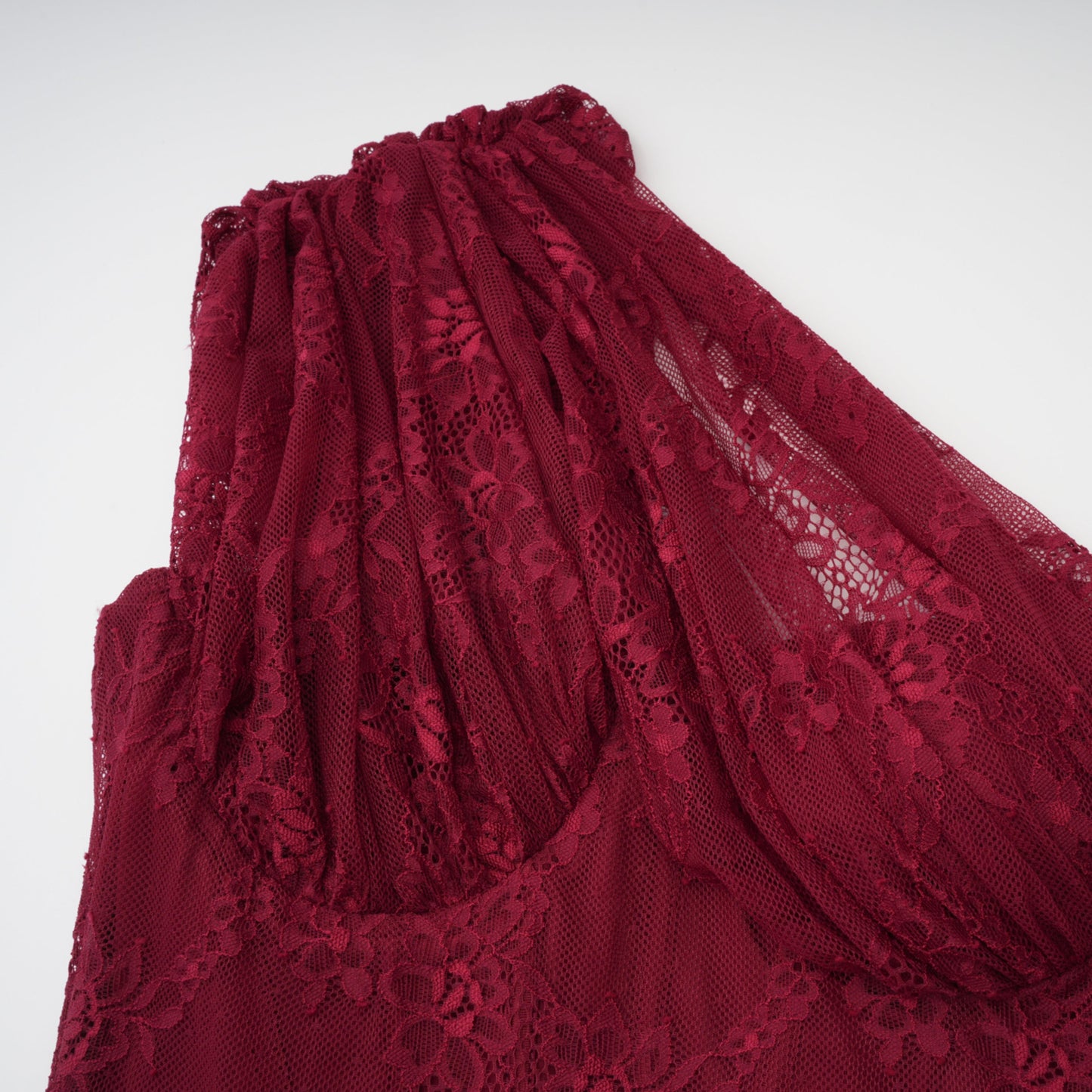 Stefania Ruby Red Floral Lace Maxi Gown
