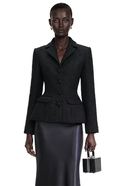 Ariadna Black Tweed Jacket & Satin Skirt Set