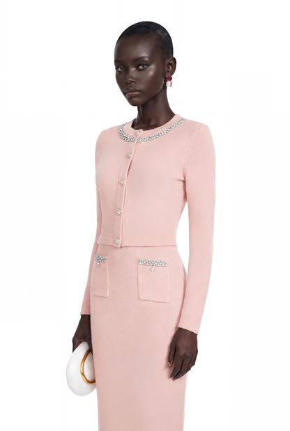 Renée Pink Embellished Jacket & Skirt Matching Set