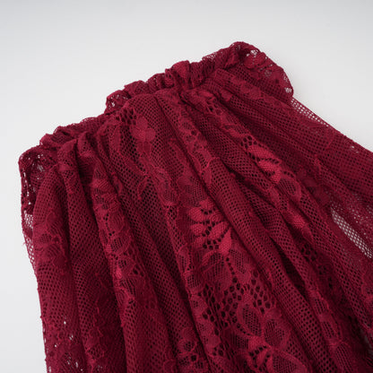 Stefania Ruby Red Floral Lace Maxi Gown