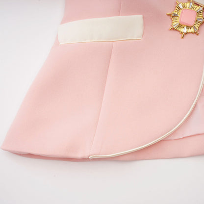 Claretta renk bloklu blazer ve pantolon uyumlu takım