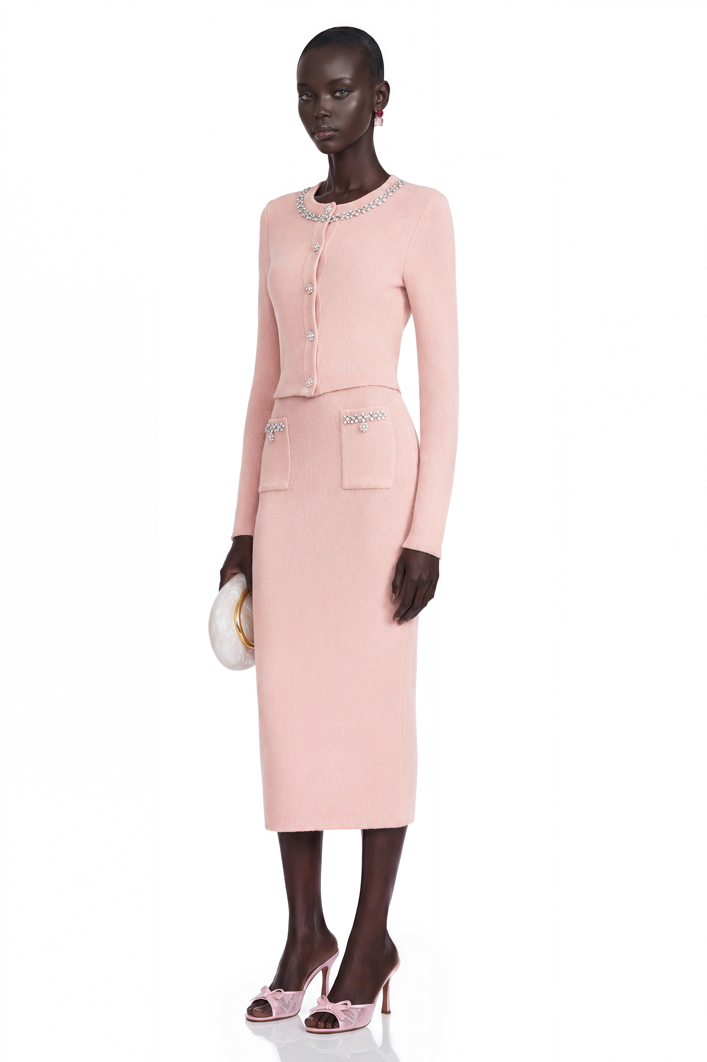 Renée Pink Embellished Jacket & Skirt Matching Set