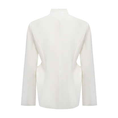 Adriana White Barrel Design Jacket & Skirt Set