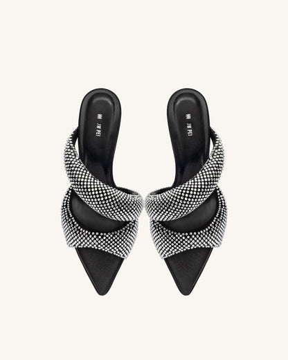 Sara Mule Artificial Crystal - Black