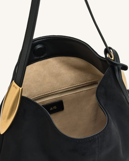 Nina Metal Detaylı Charm / Süs Hobo Çanta - Siyah