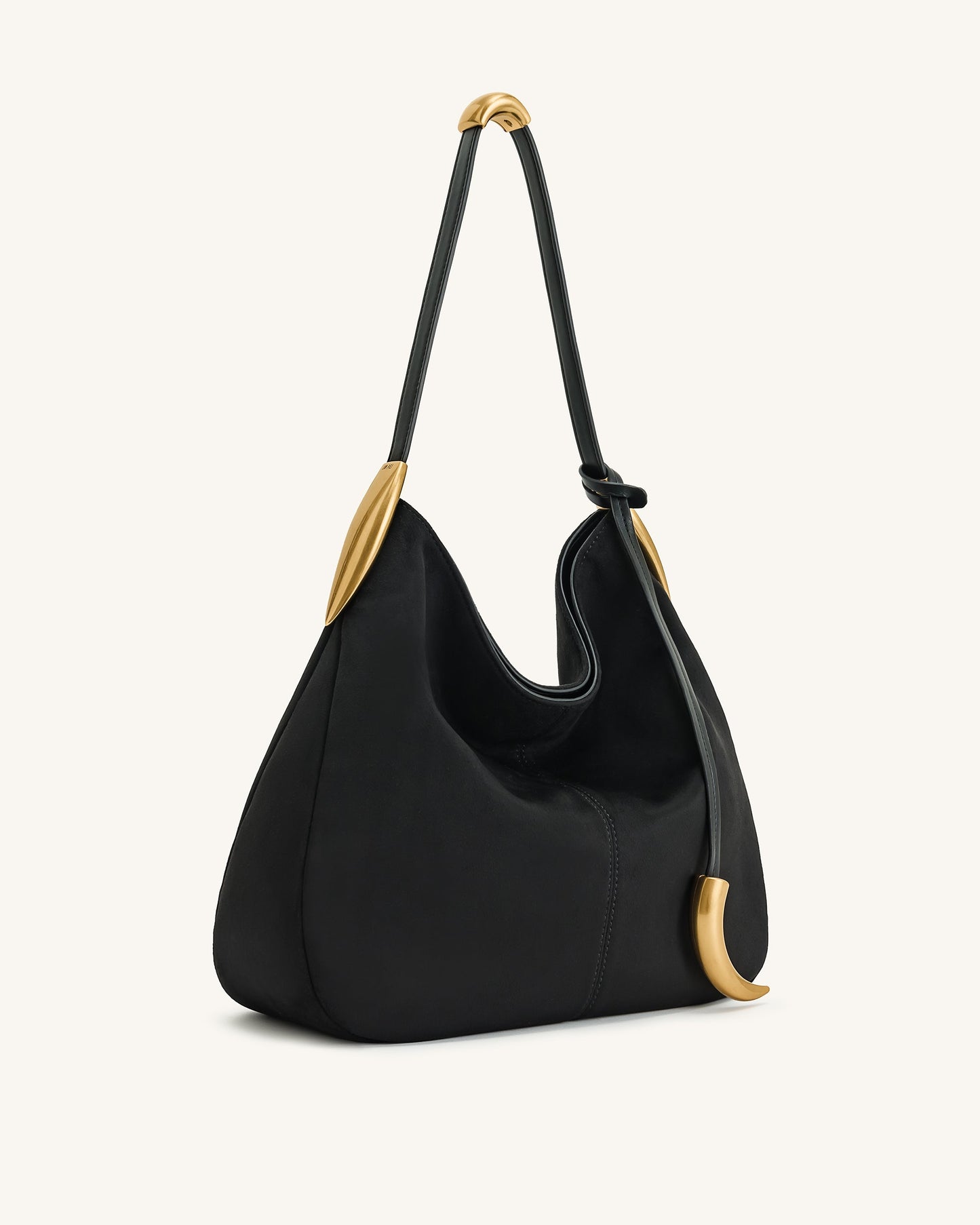 Nina Metal Detaylı Charm / Süs Hobo Çanta - Siyah