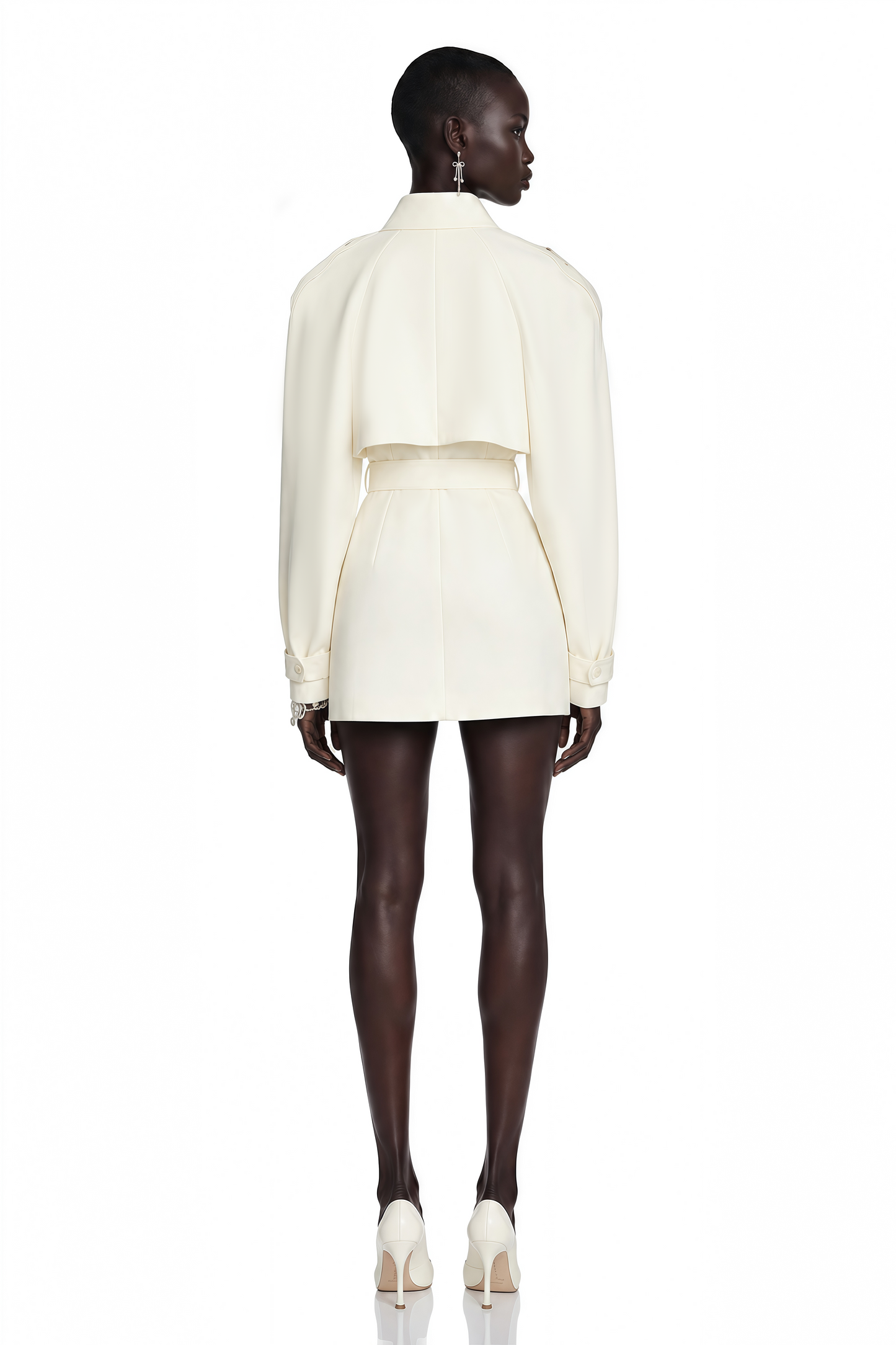 Ambre Cream White Belted Trench Coat