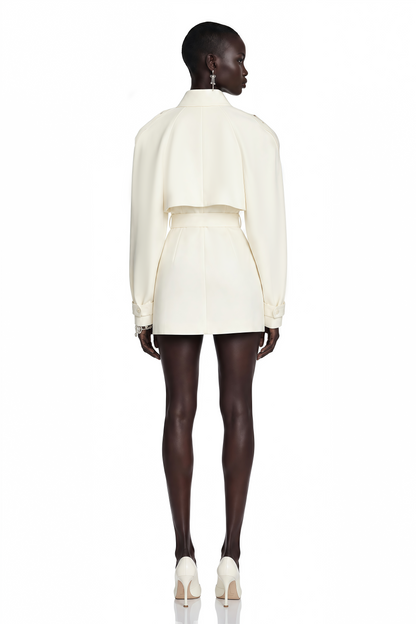 Ambre Cream White Belted Trench Coat