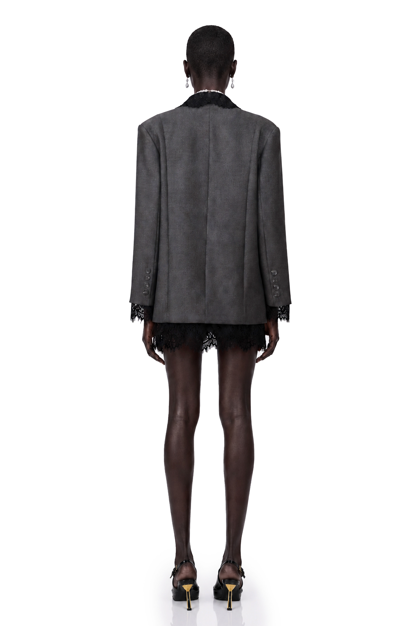 Dianthe grisi dantel panelli blazer