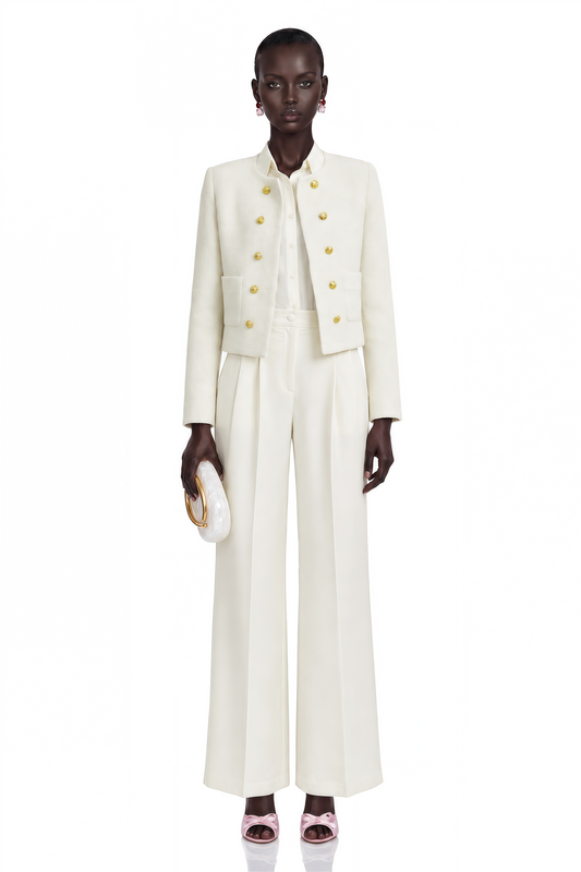 Thérèse White Tweed Double-Breasted Jacket