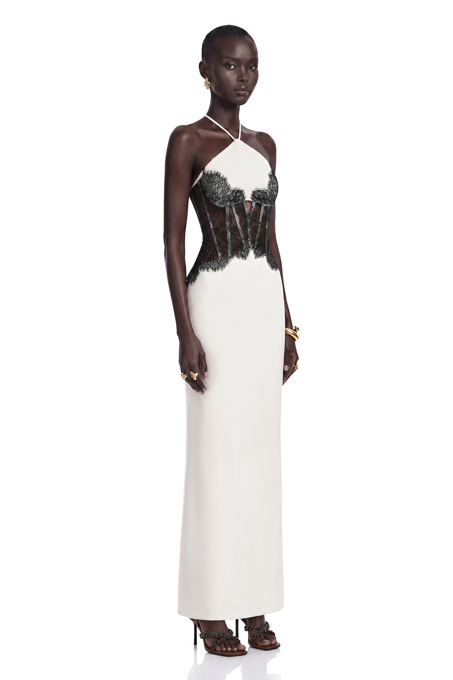 Mirabeau White Cut-out Lace Maxi Dress