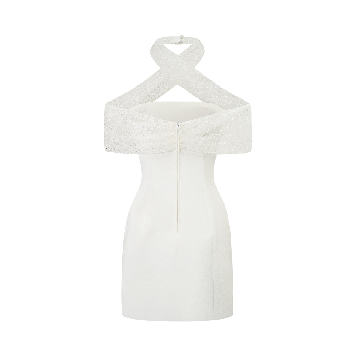Ulla Beyaz Çapraz Askılı Bodycon Mini Elbise