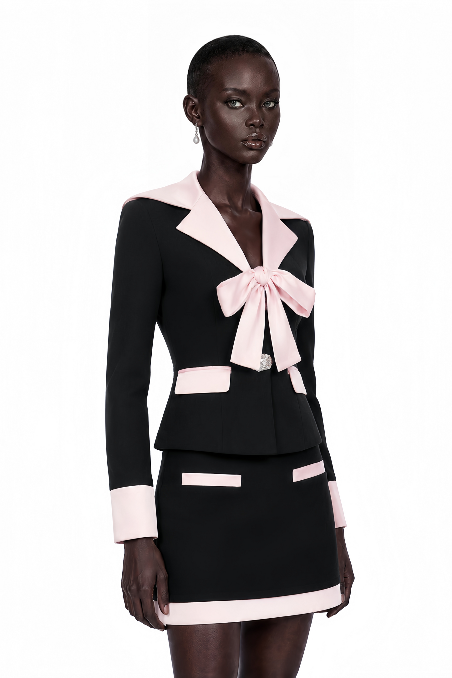 Uaine Black Two-Piece Jacket and Skirt Set