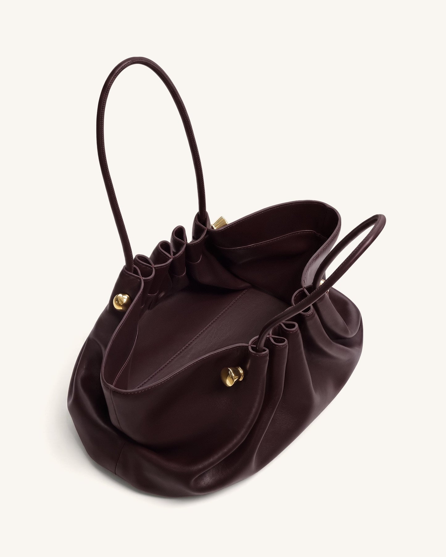 Naomi Gathered Long Handle Shoulder Bag - Deep Burgundy