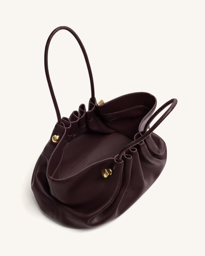 Naomi Gathered Long Handle Shoulder Bag - Deep Burgundy