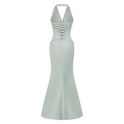 Aurélie Green Halterneck Mermaid Maxi Dress