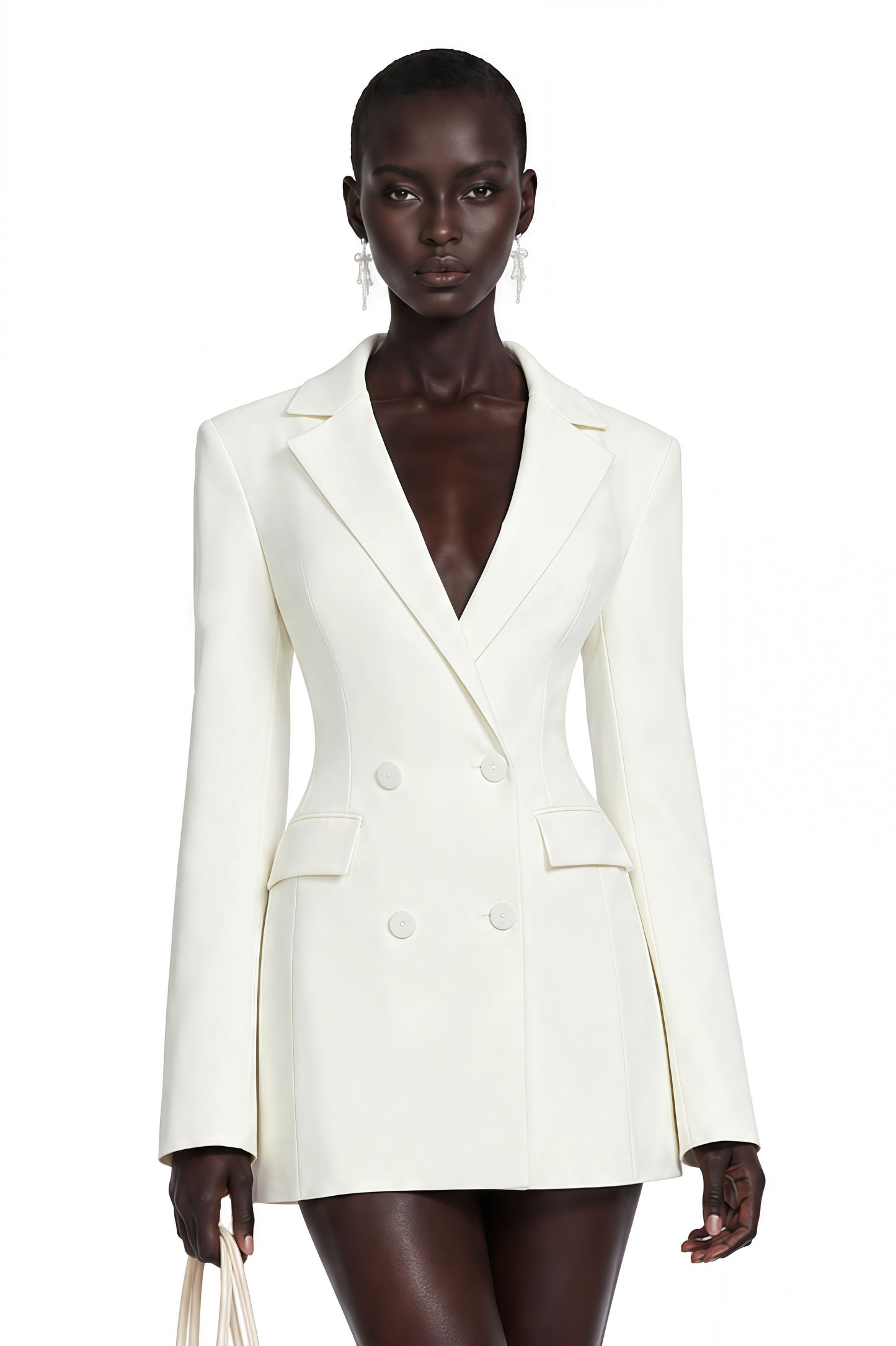 Osanne White Double Breasted Blazer Mini Dress