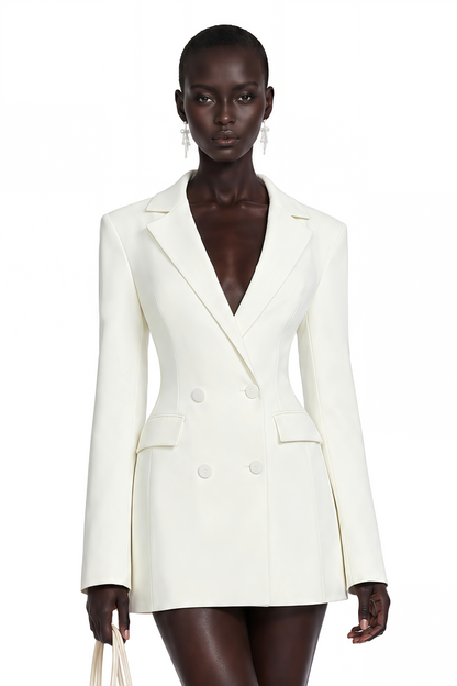 Osanne White Double Breasted Blazer Mini Dress