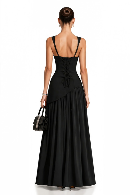 Sidonie Black Asymmetrical Maxi Gown