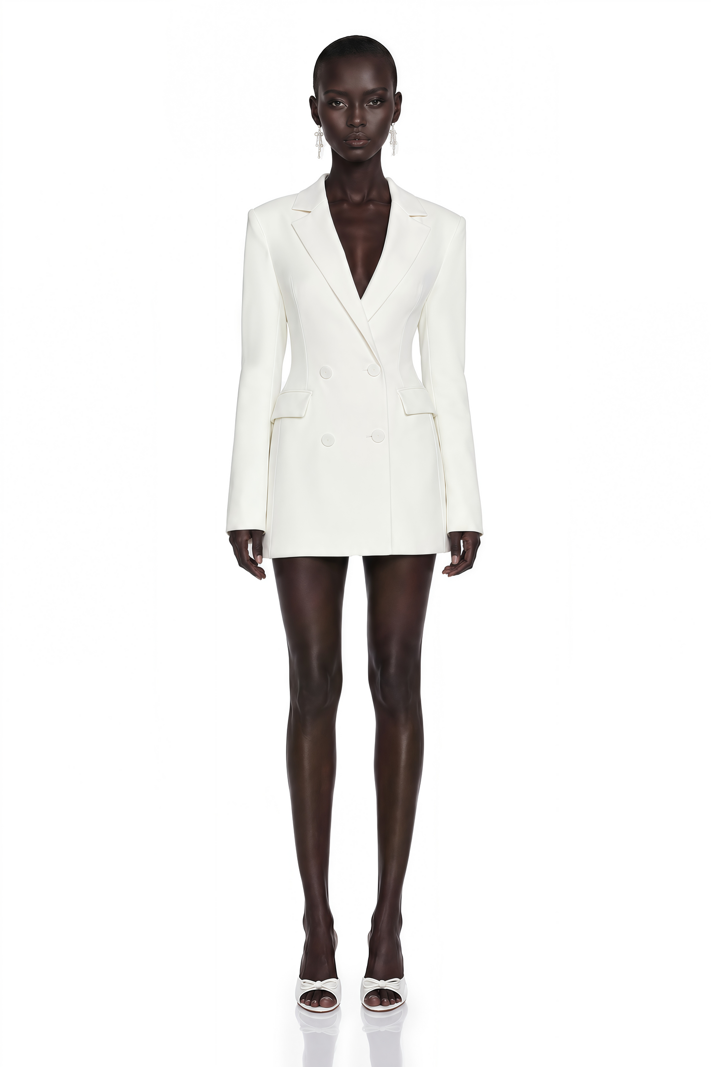 Osanne White Double Breasted Blazer Mini Dress