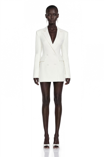 Osanne White Double Breasted Blazer Mini Dress